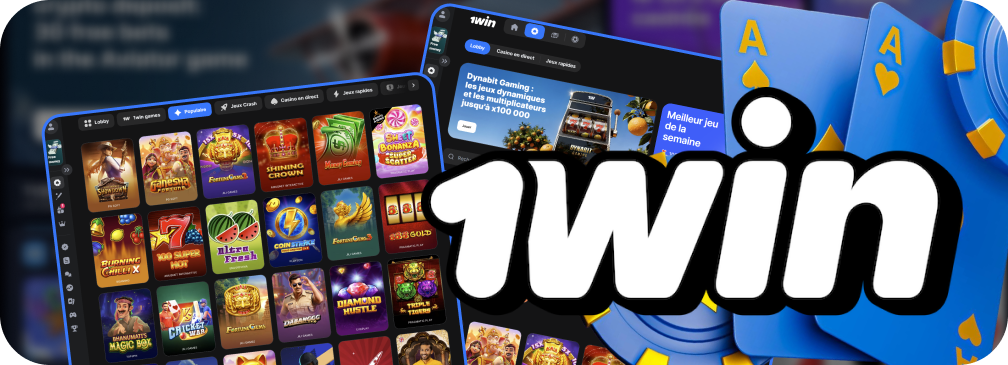 The 1Win casino area offers slots, crash titles, and table games